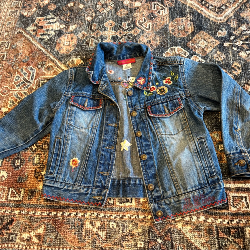 Mimi & Maggie Embroidered Denim Kids Jacket 6T